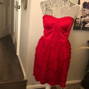 Red strapless cocktail dress (never been worn)